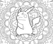 Coloriage Pikachu Mandala difficile