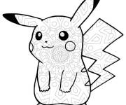 Coloriage Pikachu mandala en noir et blanc