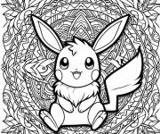 Coloriage Pok&eacute;mon adorable en mandala pour adulte