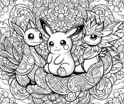 Coloriage Pok&eacute;mon anti-stress en noir et blanc