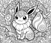 Coloriage Pok&eacute;mon d&eacute;cor&eacute; en mandala adulte