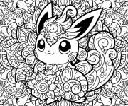 Coloriage Pok&eacute;mon mandala align&eacute;e