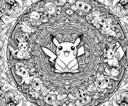Coloriage Pok&eacute;mon mandala artistique