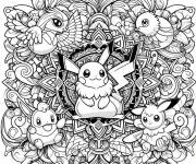 Coloriage Pok&eacute;mon mandala croquis &agrave; colori