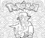 Coloriage Pok&eacute;mon Mandala d&eacute;taill&eacute;