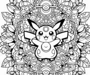 Coloriage Pok&eacute;mon mandala en trait gras
