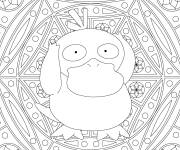 Coloriage Pokemon mandala Psyduck anti-stress