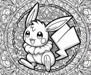 Coloriage Pok&eacute;mon maternelle en mandala