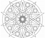 Coloriage et dessins gratuit Mandala Soleil Géométrique à imprimer