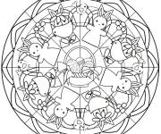 Coloriage Adulte mandala de P&acirc;ques