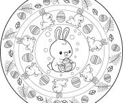 Coloriage B&eacute;b&eacute; lapin mignon en mandala P&acirc;ques