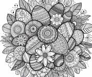 Coloriage et dessins gratuit Collection des &oelig;ufs de P&acirc;ques en style de mandala à imprimer