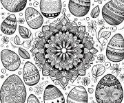 Coloriage et dessins gratuit Des superbes &oelig;ufs P&acirc;ques en design de mandala à imprimer