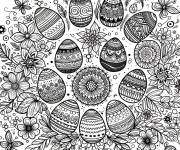 Coloriage et dessins gratuit Des &oelig;ufs de P&acirc;ques en mandala &agrave; t&eacute;l&eacute;charger à imprimer