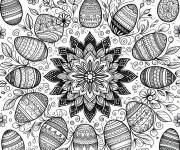 Coloriage et dessins gratuit Des &oelig;ufs de P&acirc;ques en style mandala maternelle à imprimer
