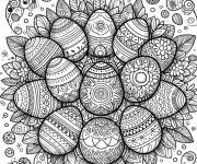 Coloriage Des &oelig;ufs de P&acirc;ques rassembl&eacute;s en mandala