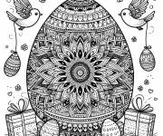 Coloriage Deux oiseaux et &oelig;ufs de mandala pour enfants