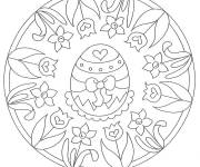 Coloriage Fleurs tulipe P&acirc;ques mandala