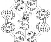 Coloriage Gentil lapin dans un mandala P&acirc;ques