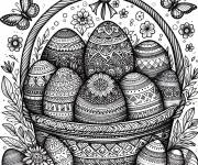Coloriage Incroyable panier des oeufs de P&acirc;ques mandala
