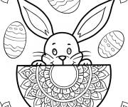 Coloriage Lapin et oeuf de P&acirc;ques mandala