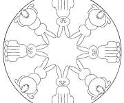 Coloriage Lapin mandala de P&acirc;ques en couleurs