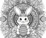 Coloriage Lapine mandala de P&acirc;ques