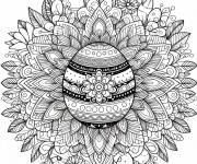 Coloriage Mandala adulte P&acirc;ques avec &oelig;ufs d&eacute;cor&eacute;