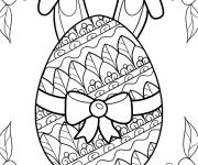 Coloriage Mandala d'oeuf de P&acirc;ques avec des oreilles d'arc