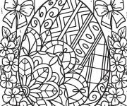 Coloriage Mandala de P&acirc;ques avec des roses et un grand &oelig;uf