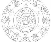 Coloriage et dessins gratuit Mandala de P&acirc;ques avec fleurs et des c&oelig;urs à imprimer