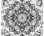 Coloriage Mandala de P&acirc;ques avec motifs pour &eacute;coliers