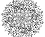 Coloriage Mandala de P&acirc;ques avec &oelig;uf et feuilles 