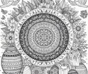 Coloriage Mandala de P&acirc;ques avec &oelig;ufs et des motifs