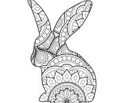 Coloriage Mandala de P&acirc;ques avec un petit lapin en motifs