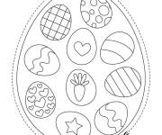 Coloriage Mandala de P&acirc;ques avec un &oelig;uf pour d&eacute;coupage facile