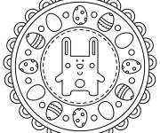 Coloriage Mandala de P&acirc;ques de dessin anim&eacute;