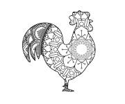 Coloriage Mandala de P&acirc;ques et coq