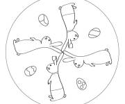 Coloriage et dessins gratuit Mandala de P&acirc;ques facile &agrave; colorier à imprimer