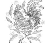 Coloriage Mandala de P&acirc;ques poule