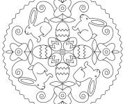 Coloriage et dessins gratuit Mandala de P&acirc;ques vectoriel à imprimer