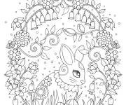 Coloriage Mandala lapin et &oelig;uf de P&acirc;ques pour adulte