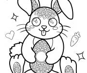 Coloriage Mandala Lapin kawaii et oeuf de P&acirc;ques