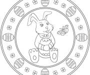 Coloriage Mandala li&egrave;vre pour P&acirc;ques &agrave; colorier