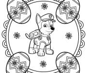 Coloriage Mandala P&acirc;ques avec chien de Paw patrol