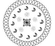 Coloriage et dessins gratuit Mandala P&acirc;ques avec cloches et croissant à imprimer