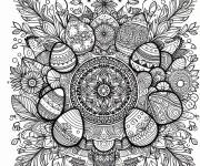 Coloriage Mandala P&acirc;ques avec motifs complexe adulte