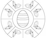 Coloriage Mandala P&acirc;ques avec &oelig;uf au centre