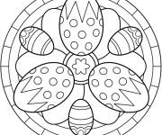 Coloriage Mandala P&acirc;ques avec &oelig;ufs stylis&eacute;