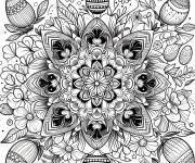 Coloriage Mandala P&acirc;ques avec une fleur complexe en ligne